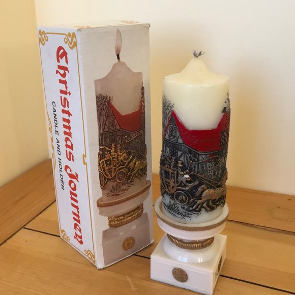 Jasco Christmas Journey 3D Painted Candle & Plastic Stand Vintage with Box - Picture 1 of 7
